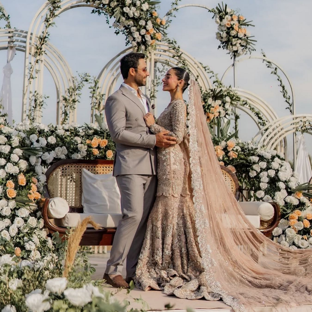 Ahmed Ali Akbar’s bride chose a pastel Anarkali